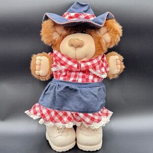 VTG furkins Cecelia Cowgirl Bear Doll Xavier Roberts '85 Cabbage Patch Shoes Hat